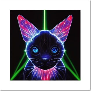 neon cat Posters and Art